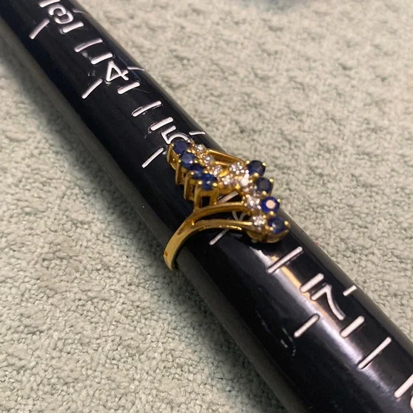 14k Gold Sapphire Diamond Ring size5.75 limited time live show price!! - Picture 2 of 7